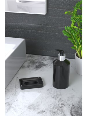 Feyza Design Şık Siyah Kompozit Granit Sabunluk, Modern ve Dayanıklı Tasarım