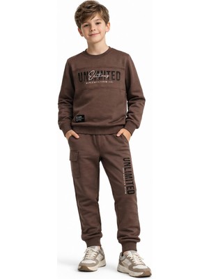 Baglan Erkek Çocuk Önü Baskılı Sweatshirt ve Eşofman Alt Takım BGL-ST05247