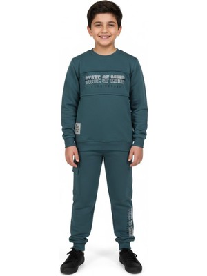 Baglan Erkek Çocuk Önü Baskılı Sweatshirt ve Eşofman Alt Takım BGL-ST05248