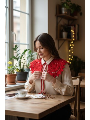 Pulur.co El Örgüsü Tığ Işi Retro Vintage Dantel Model Yakalık