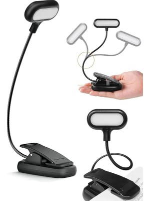 Ledli Klipsli Mini Kitap Okuma Lambası Mandallı Pille Çalışan Işık Masa Lambası Kitap Okuma Işığı