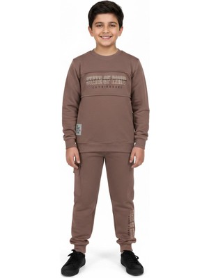 Baglan Erkek Çocuk Önü Baskılı Sweatshirt ve Eşofman Alt Takım BGL-ST05248