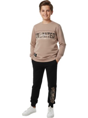 Baglan Erkek Çocuk Önü Baskılı Sweatshirt ve Eşofman Alt Takım BGL-ST05247