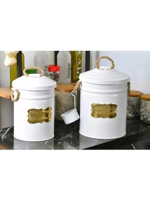 Feyza Design Beyaz Metal Deterjan Kutusu Seti, Şık ve Dayanıklı Ev Düzeni Için