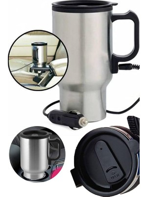 Içi Isıtmalı Kamp Termos Bardak Araç Çakmaklık Girişli Pratik Su Isıtıcı Kupa