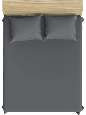 Pamuklu Ranforce Tek Kişilik Ara Ölçü 120X200 cm Lastikli Çarşaf Takımı - Koyu Gri