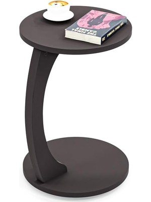 Tekerlekli C Sehpa Koltuk Sehpası Yan Sehpa Zigon Sehpa Servis Sehpası - Antrasit Gri