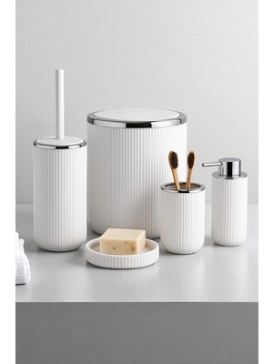 Feyza Design Şık 5 Parça Çizgili Banyo Seti, Havalı ve Kullanışlı Tasarım