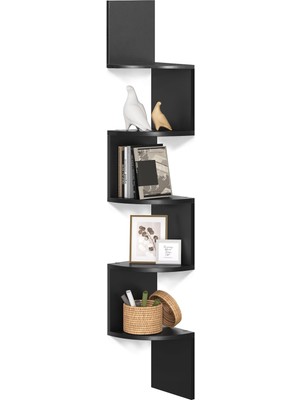 Köşe Rafı, 5 Raflı Duvar Rafı, Asma Raf, Mutfak, Yatak Odası, Oturma Odası, Çalışma Odası, Ofis Için, Siyah LBC20BK