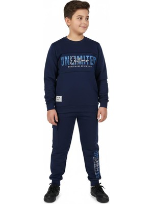Baglan Erkek Çocuk Önü Baskılı Sweatshirt ve Eşofman Alt Takım BGL-ST05247