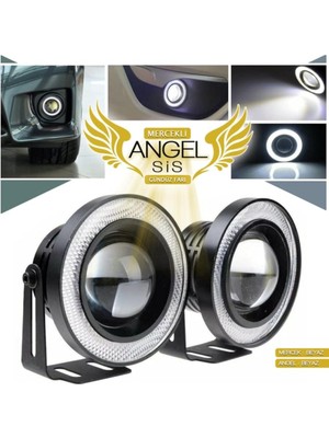 Han Mercekli Angel LED Halkalı Sis Far Gövde Su Geçirmez Angel Beyaz 76 mm