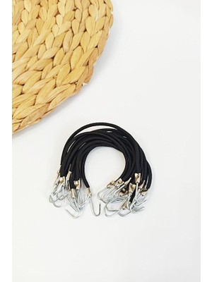 Süs Dünyası (10'lu) Siyah Kancalı Lastik Toka