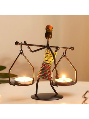 Kadın Figürlü Metal Ferforje Tealight Mumluk Ev Dekoru Süs