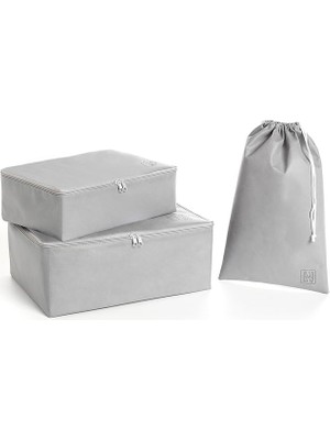 Home Textile 3'lü Gri Renk Bavul Içi Düzenleyici Set