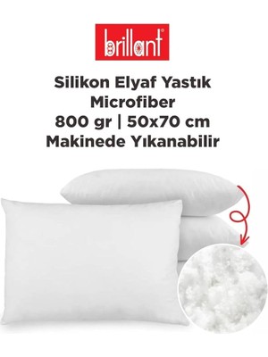 Microfiber Silikon Elyaf Yastık 800 gr | 50X70 | Makinede Yıkanabilir Silikon Yastık