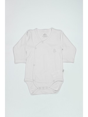 Savarga Organik Natural Basic Style Kruvaze Uzun Kol Body BS17102 Beyaz