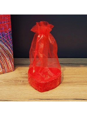 Ecoport Kırmızı Kalpli Tül Kese