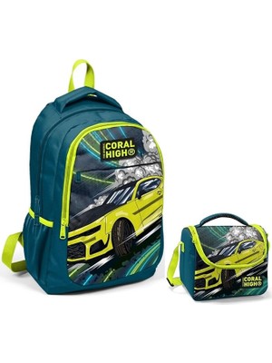 High Nefti Sarı Araba Okul Sırt ve Beslenme Çantası Seti