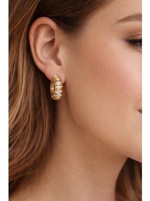 Kmod Life Xuping Taşlı Altın Kaplama Halka Küpe