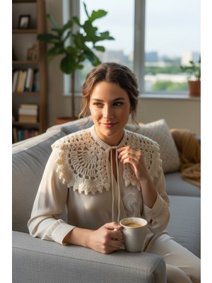 Pulur.co El Örgüsü Tığ Işi Retro Vintage Dantel Model Yakalık