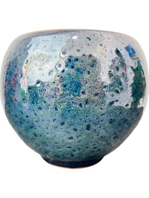 Tasarımı Ev Dekorasyon Okyanus Mavisi Artistik Çift Sırlı Iç ve Dış Mekan Kullanımlı Toprak Terrakota Saksı Saksılık Salon Çiçeklik