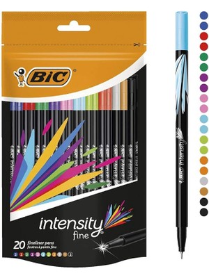 Intensity Fineliner Ince Uçlu Keçeli Kalem 20'li Kutu, 20 Canlı Renk, 0.4 Mm. Çizgi Kalınlığı, Metal Korumalı Keçeli Uç