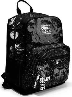 High Dört Bölmeli Siyah Galaxy Ortaokul Çantası - Erkek Çocuk
