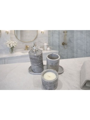 Feyza Design Şık Mermer Desenli Banyo Seti, Zarif ve Modern Tasarım