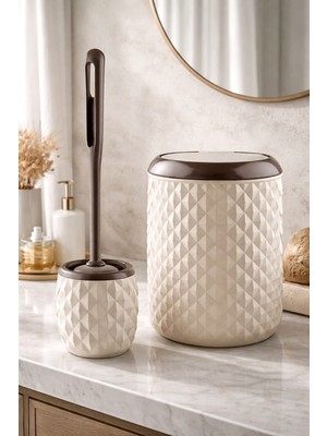 Feyza Design Ananas Desenli 2'li Banyo Kovası ve Tuvalet Fırçası Seti