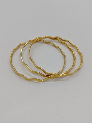 Cadde Dükkanı Çelik Ajda Zigzag Bilezik Desenli 3lü Gold