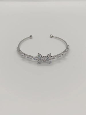 Cadde Dükkanı Çelik Taşlı Cuff Bileklik Silver Model6