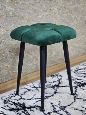 Sevinç Mobilya Kare Siyah Boyalı Konik Ayaklı Tabure - Oturak - Bar Taburesi - Ayaklı Tabure