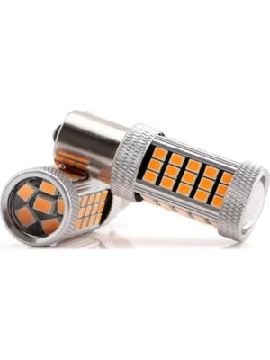 93 Tek Duy LED PY21W Tip BAU15S 66 Ledli Yakın Tırnak Mercekli Turuncu
