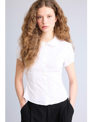 DeFacto Fitted Bebe Yaka Kısa Kollu Gömlek H0212AX26SP