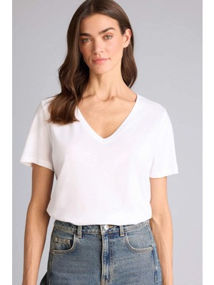 DeFacto Regular Fit Basic Penye Tişört W9578AZ26SM