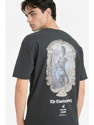 DeFacto %100 Pamuk Boxy Fit Baskılı Tişört F8028AX26SP