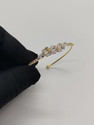 Cadde Dükkanı Çelik Taşlı Cuff Bileklik Gold Model4