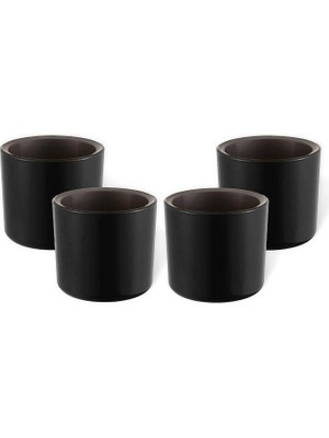 4 Adet Mimoza Saksı Küçük Boy Plastik Kaktüs Sukulent Saksısı (Siyah, 0.2 Litre)