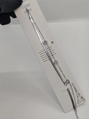 Cadde Dükkanı Çelik Bileklik Italyan Zincir Kalpli Silver