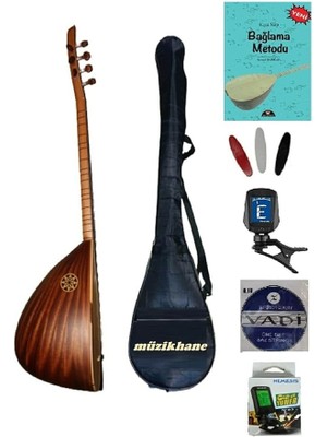 Sap Saz Bağlama Seti (Kılıf-Metot-Akort Cihazı-Tezene)