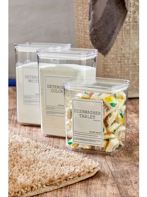 Feyza Design 3’lü Deterjan Seti, 2200ML Tablet ve 2900ML Saklama Kabı, Renkli & Beyaz