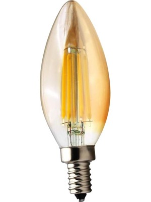 LED Filament Ampul 4 Watt E14 Duy Sarı Işık Dekoratif Vintage Aydınlatma (1, Amber Cam C35)