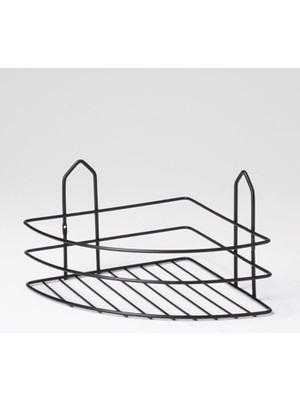 Mark Premium Tek Katlı Köşeli Duş Rafı Paslanmaz Siyah