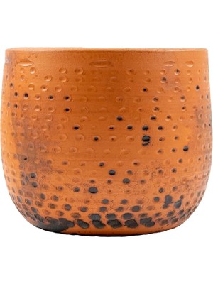 Tasarımı Ev Dekorasyon Aksesuar Siyah Nokta Desenli Toprak Saksı Saksılık Salon Çiçeklik - 19 cm