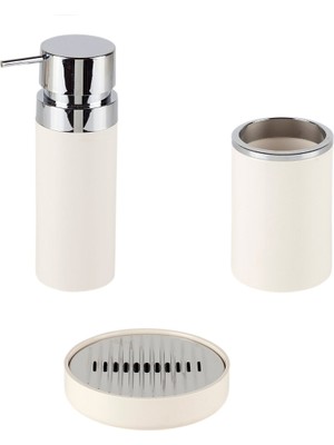 Feyza Design Pratik ve Şık 3'lü Banyo Seti Bej Renkli Set