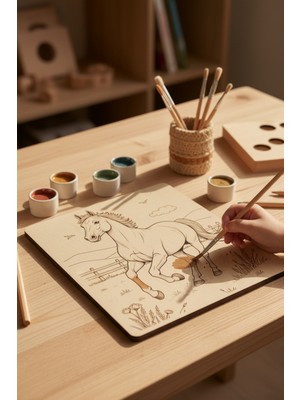 Çocuklar Için Ahşap Boyama Seti – 16 Parça Mdf Boyama Kitabı, 6 R