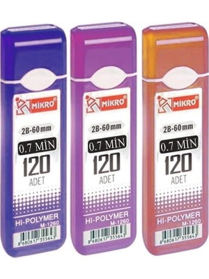 Mikro 0.7 mm 2B Ucu 120 Li Mekanik Kurşun Kalem Uç Çoklu Paket Yumuşak 60 mm Kalem Uçları