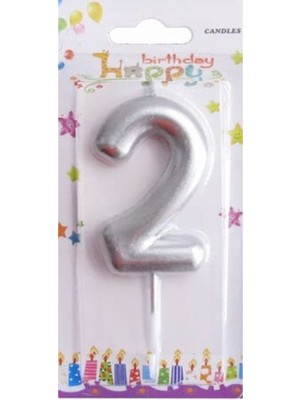 Feyza Design Sevimli 2 Yaş Gümüş Pasta Mumuyla Kutlamalara Renk Katın