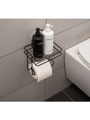 Feyza Design Pratik ve Şık Çok Amaçlı Raf Üstü Tuvalet Kağıdı Tutucu ve Banyo Düzenleyici Seti