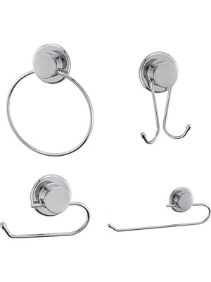 Feyza Design Paslanmaz Çelik Banyo Aksesuarları 4'lü Set, Şık ve Dayanıklı Tasarım